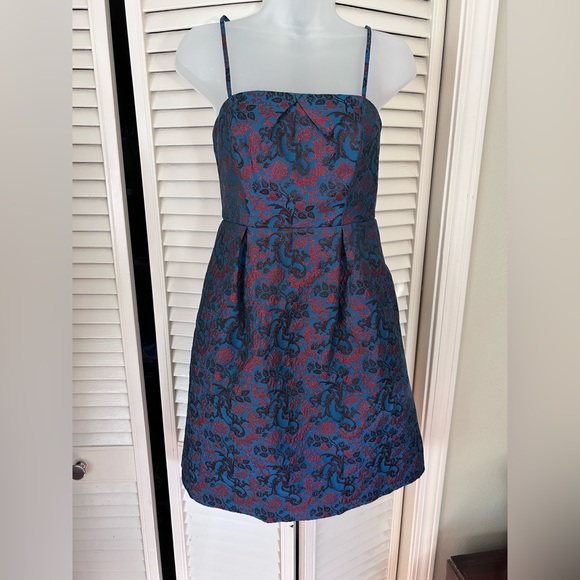 Anthropologie Dresses & Skirts - Leifnotes by Anthropologie Navy and Burgundy Floral Jacquard Mini Dress NWT